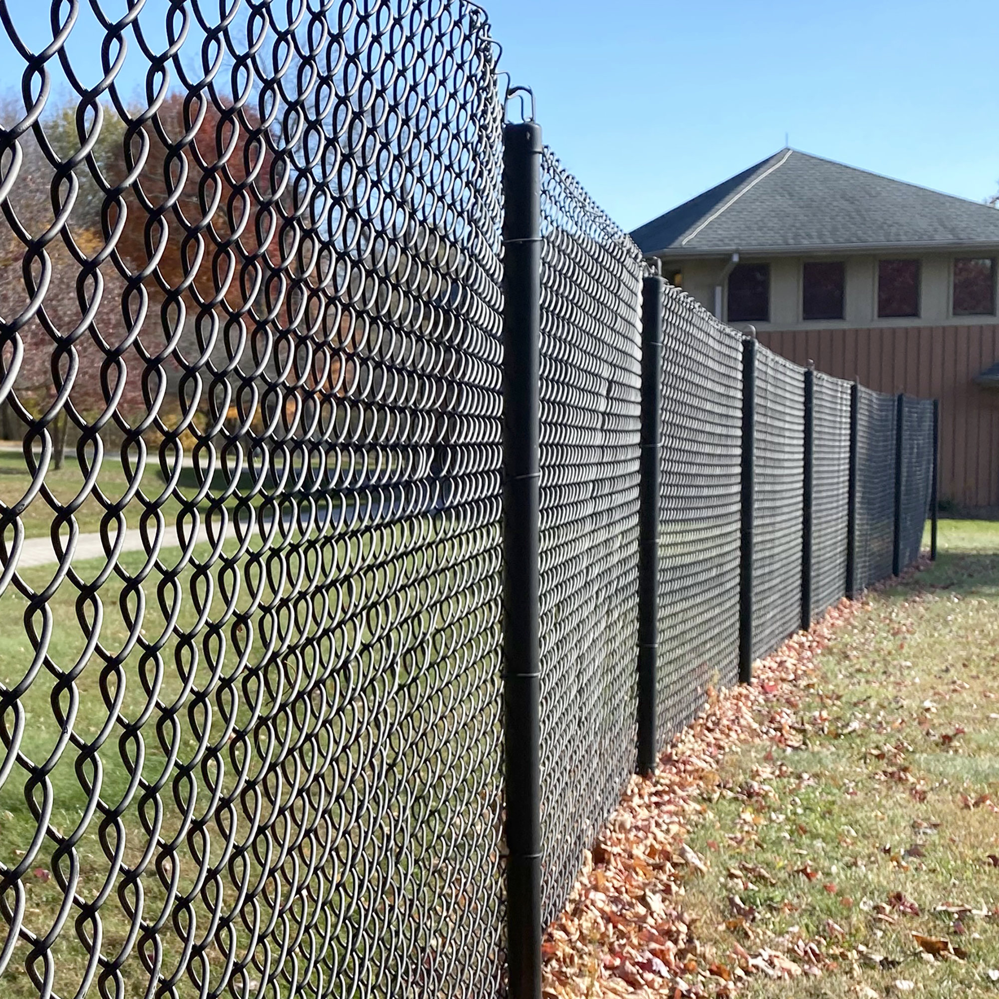Powder Coated Black Chain Link Fence Installation