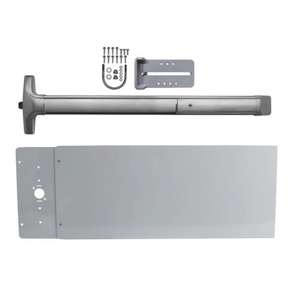 Chain Link DAC Standard Exit Bar Kit with 36" Detex Advantex Bar with Electric Latch Retraction & 12" Tall Silver Plate