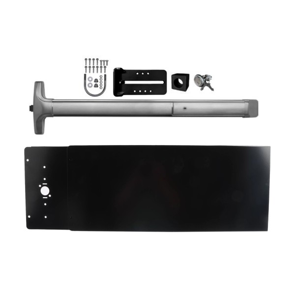 Chain Link DAC Premium Exit Bar Kit with 48" Detex Advantex Bar with Electric Latch Retraction & 12" Tall Black Plate
