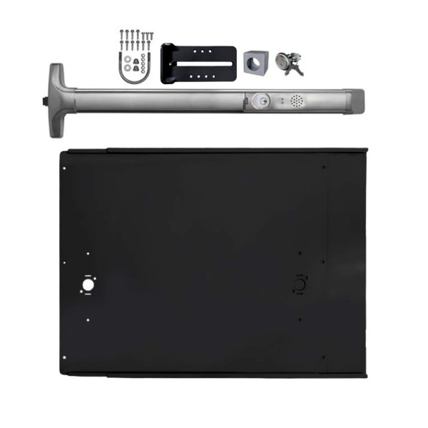 Chain Link DAC Premium Exit Bar Kit with 48" Detex Advantex Alarmed Bar with Black Plate