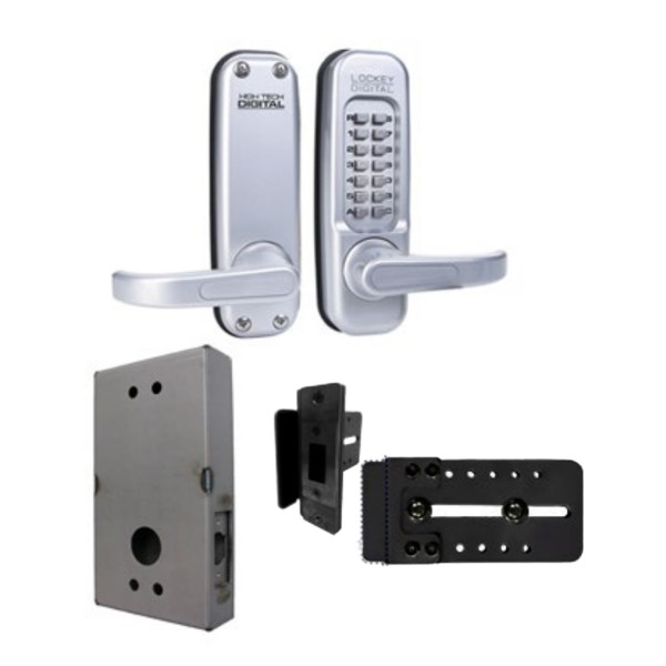 Chain Link DAC Dual-Sided Heavy-Duty Combination Lock & Lever Handle Kit with Aluminum Box & Black Receiver