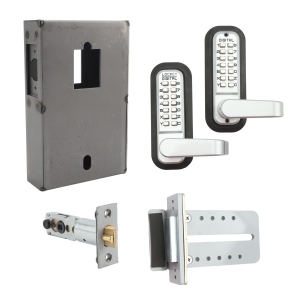 Chain Link DAC Dual-Sided Combination Lock & Lever Handle Kit with Steel Box & Silver Receiver