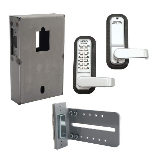 Chain Link DAC Single-Sided Combination Lock & Lever Handle Kit with Steel Box & Silver Receiver