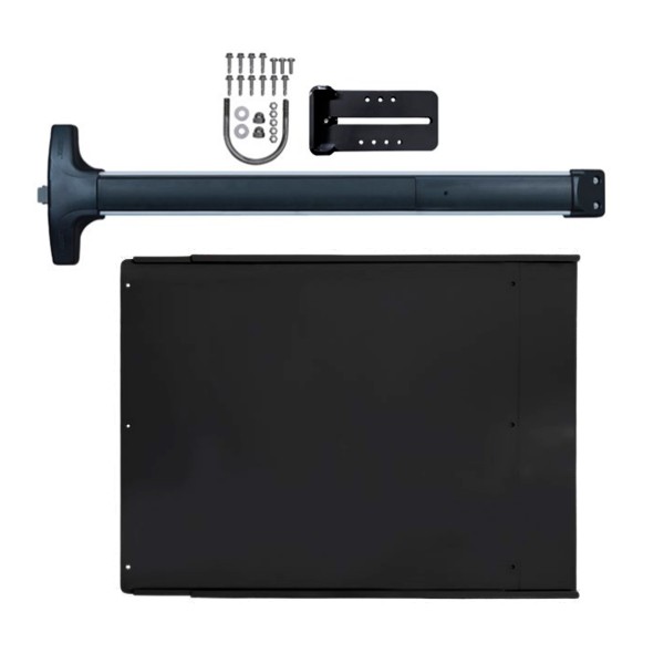 Chain Link DAC Standard Exit Bar Kit with 48" Detex Value Series Bar with Electric Latch Retraction & Black Plate