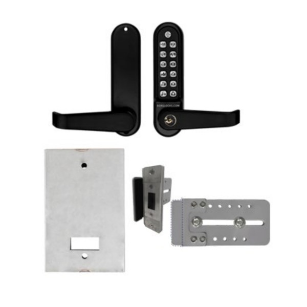 Chain Link DAC Single-Sided Combination Lock & Lever Handle Kit with Key, Steel Box, & Silver Receiver