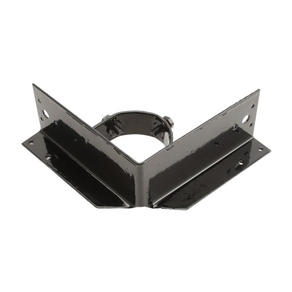 Chain Link 2 1/2" [2 3/8" OD] x 6" Wooden Fence to Post Corner Adapter (Powder Coated Black HDG Galvanized Pressed Steel)