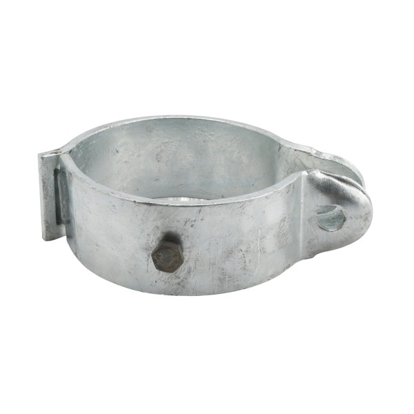 6 5/8" (6 5/8" OD) Industrial Round Post Collar Hinge - Hook & Eye Interlocking Style Gate Hinge (Set Screw) HDG Pressed Steel - CHHE-658