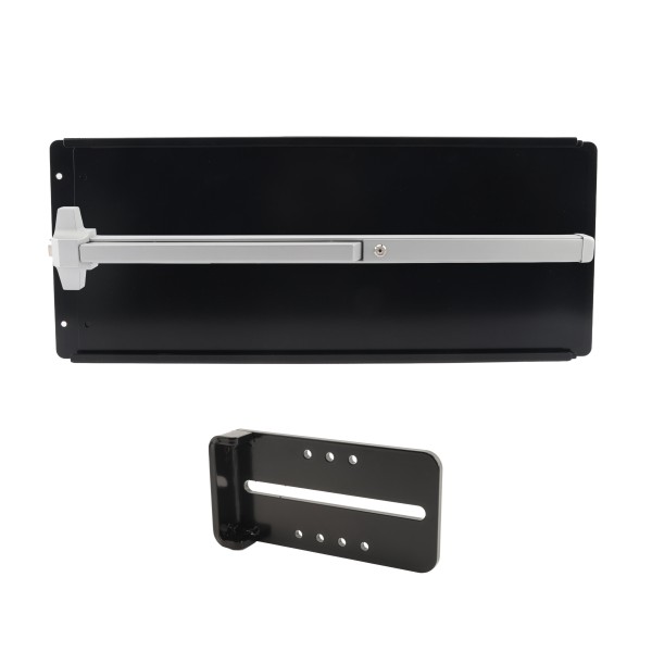 Chain Link Fence Gate DAC 42" Black Standard Panic Exit Bar Kit with Mounting Plate (Galvanized Steel)