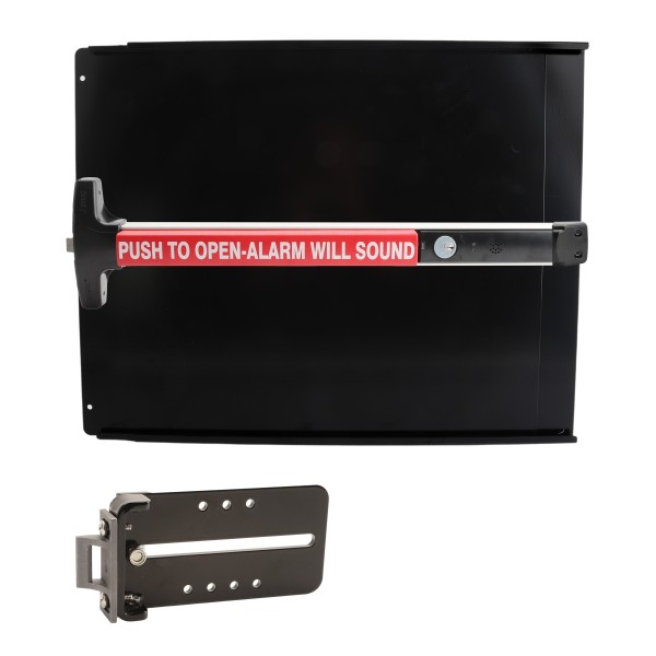 Chain Link Fence Gate DAC 36" Black Detex Standard Alarmed Exit Bar Kit with Adjustable Mounting Plate (Anodized Aluminum) (Exit Bar)