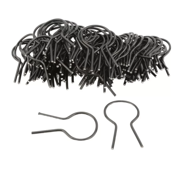 EZ Twist 6 5/8" x 9 Gauge Preformed Galvanized Steel Tie Wire 9 Gauge Fence Ties - 50 Pack (Black Vinyl Coated))