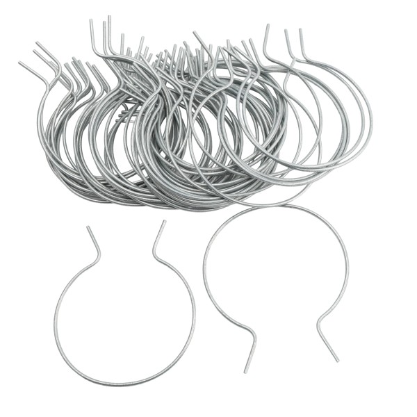 EZ Twist 4 1/2" (4 1/2" OD) x 9 Gauge Preformed Galvanized Steel Tie Wire - Fence Ties - 50 Pack (Galvanized Steel)