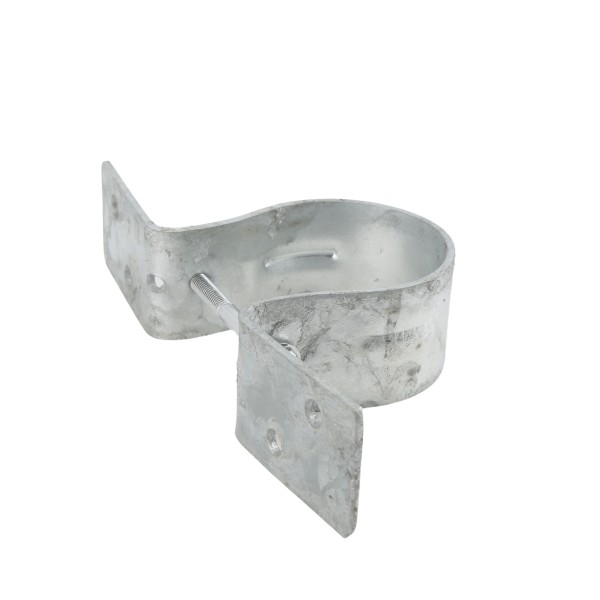 Wood to Steel Pipe Grip Tie 2" Round Post to Wood Fence Bracket - Galvanized