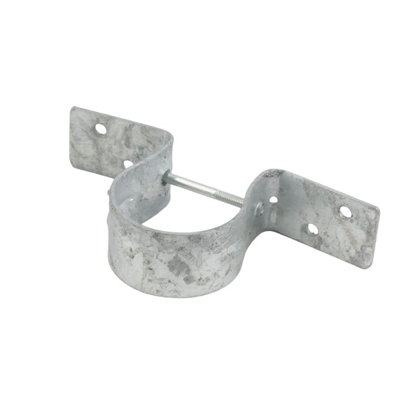 Wood to Steel Pipe Grip Tie 3" Round Post to Wood Fence Bracket - Galvanized