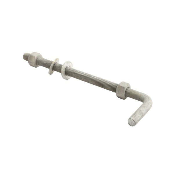 Chain Link 3/4" x 12" Male J-Bolt Gate Hinge w/ 2 Nuts (Galvanized Steel) - No Collar (Bolt)