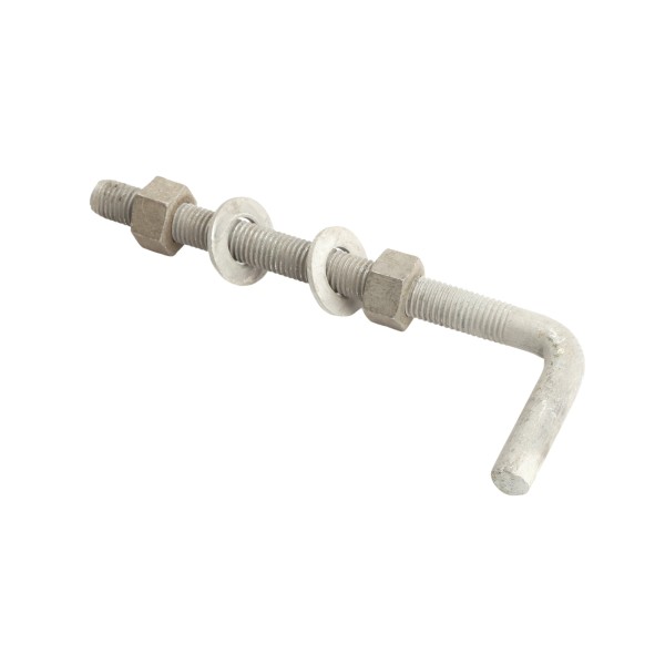 Chain Link 3/4" x 9" Male J-Bolt Gate Hinge w/ 2 Nuts & 2 Washers (Hot Dip Galvanized Steel) - JB34X9