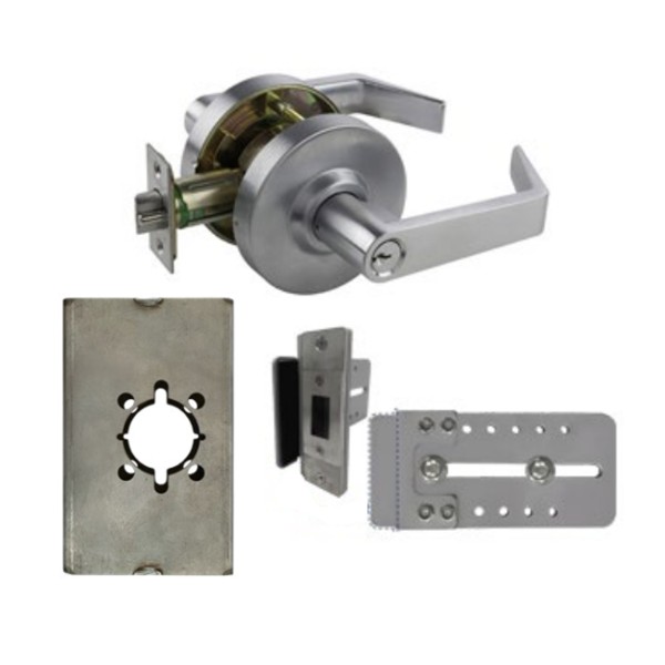 Chain Link DAC Cylindrical Classroom Function Lever Lock Kit with Steel Box & Silver Receiver
