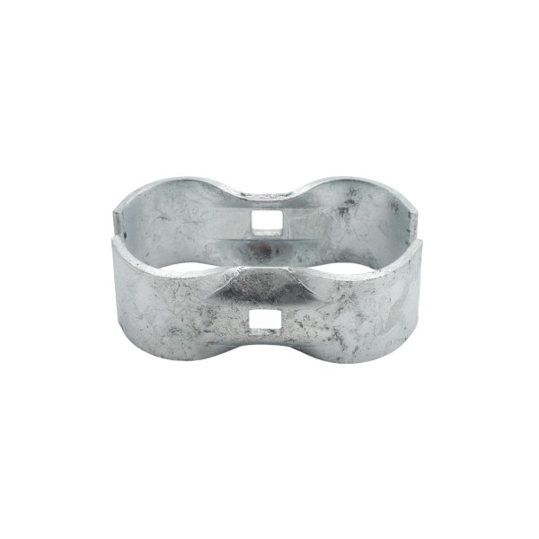 Chain Link 1 5/8" [1 5/8" OD] x 1 5/8" [1 5/8" OD] Saddle Clamp, Kennel Clamp (Galvanized Steel) (Clamp)