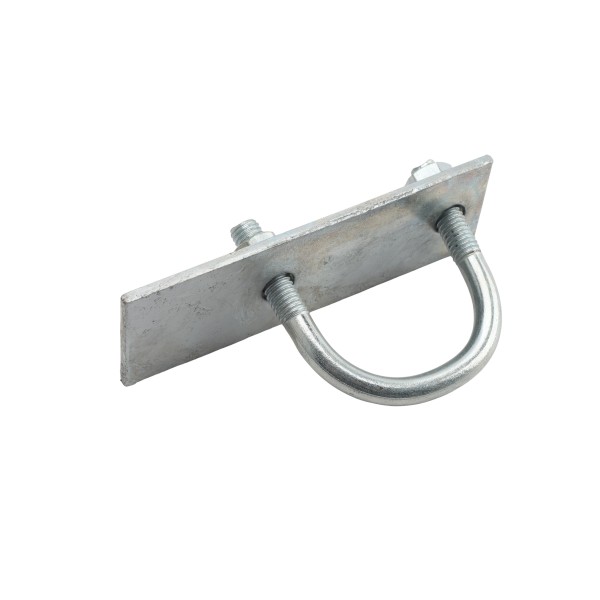 Chain Link Slide Gate Stop Bracket for 2 1/2" [2 3/8" OD] Round Gate Frames (Hot Dip Galvanized Pressed Steel) (Cantilever/Slide Hardware)