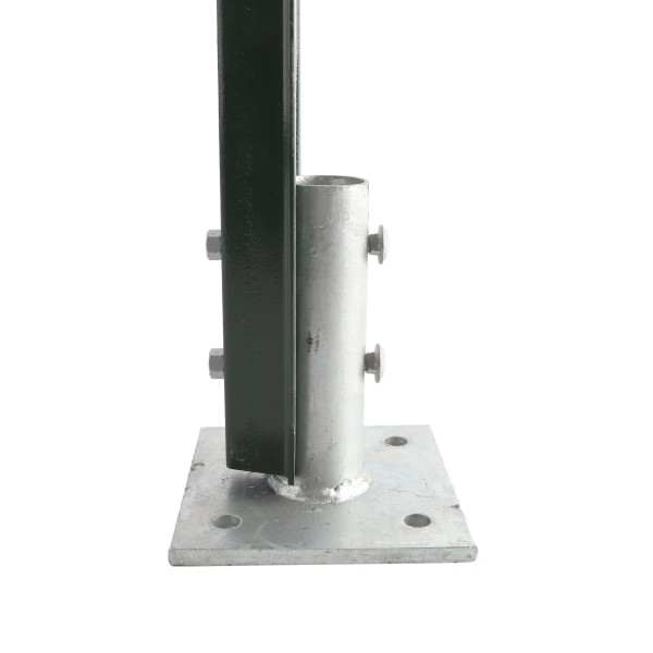 Chain Link Fence U Channel Sign Post Floor Anchor Flange (1.12 or 2 LB Posts) (Galvanized Steel)