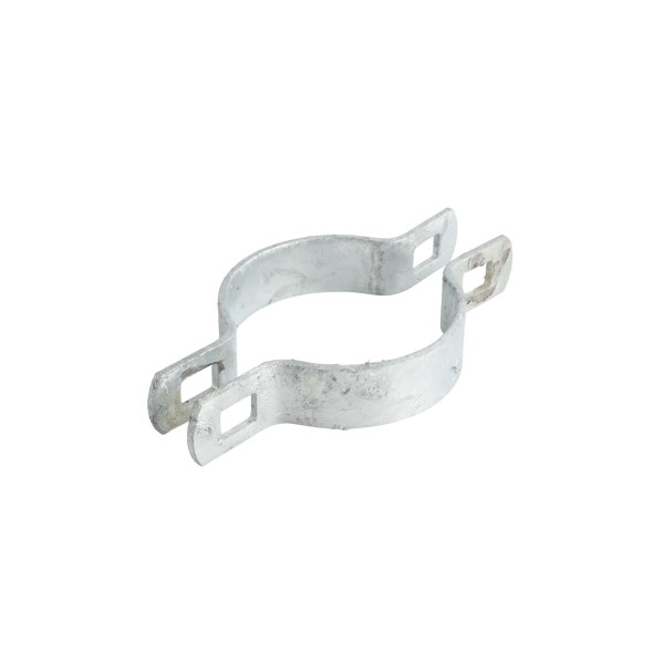 Chain Link 2 1/2" (2 3/8" OD) Two-Way Brace Band - 180 Degree Rail End Band (Galvanized Steel)