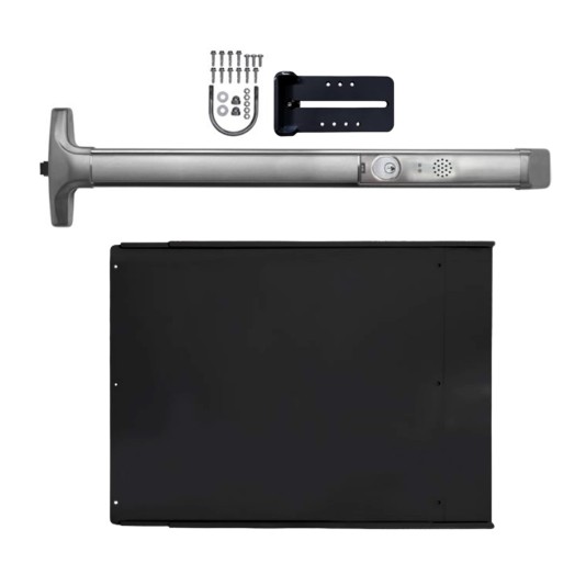 Chain Link DAC Standard Exit Bar Kit with 36" Detex Advantex Alarmed Bar with Black Plate