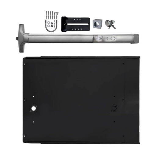 Chain Link DAC Premium Exit Bar Kit with 36" Detex Advantex Alarmed Bar with Black Plate