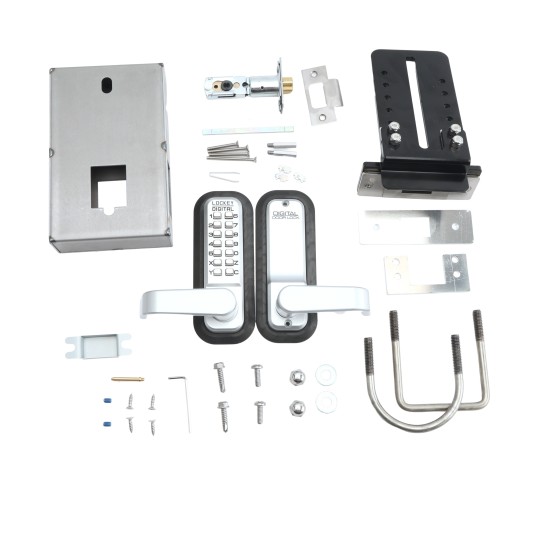 Chain Link DAC Single-Sided Combination Lock & Lever Handle Kit with Steel Box & Black Receiver