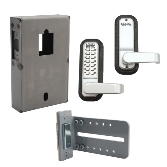 Chain Link DAC Single-Sided Combination Lock & Lever Handle Kit with Steel Box & Silver Receiver
