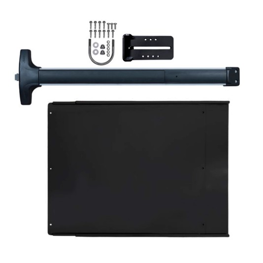 Chain Link DAC Standard Exit Bar Kit with 36" Detex Value Series Bar with Electric Latch Retraction & Black Plate
