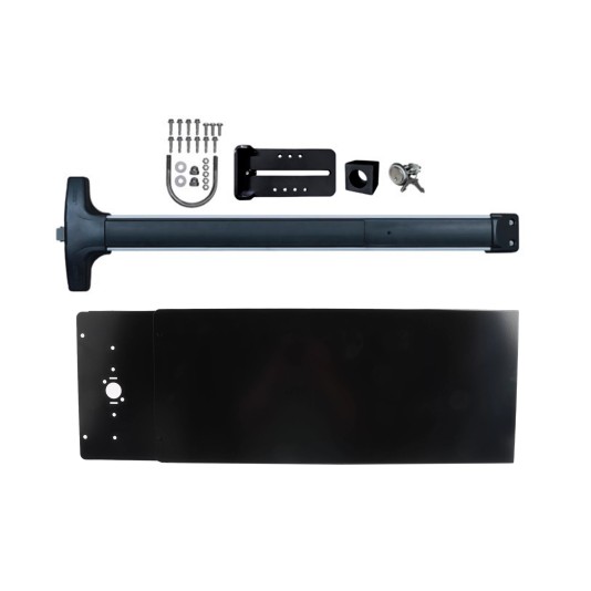 Chain Link DAC Superior Kit with 48" Detex Value Series Exit Bar with Electric Latch Retraction & 12" Tall Black Plate