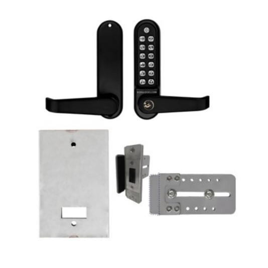Chain Link DAC Single-Sided Combination Lock & Lever Handle Kit with Key, Aluminum Box, & Silver Receiver