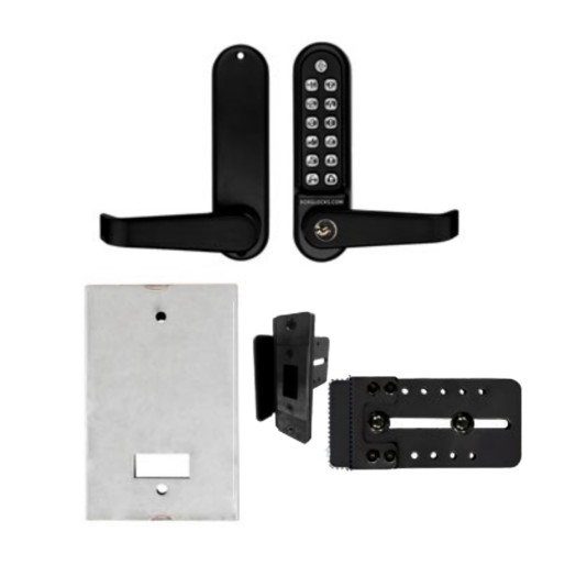 Chain Link DAC Dual-Sided Combination Lock & Lever Handle Kit with Key, Aluminum Box, & Black Receiver