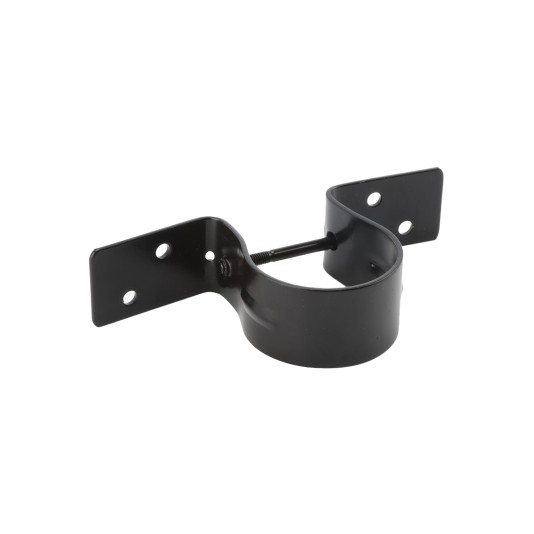 Wood to Steel Pipe Grip Tie 2 3/8" Round Post to Wood Fence Bracket - Powder Coated Black