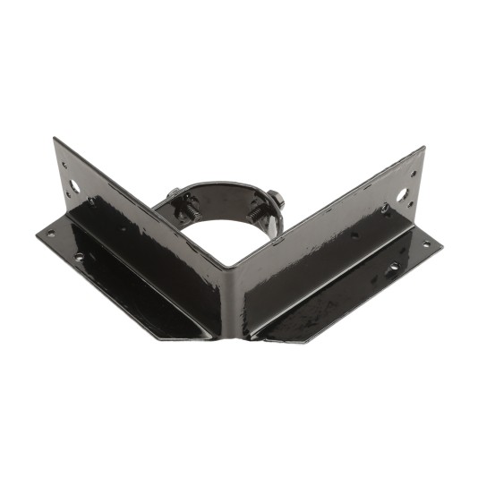 Chain Link 2 1/2" [2 3/8" OD] x 6" Wooden Fence to Post Corner Adapter (Powder Coated Black HDG Galvanized Pressed Steel)