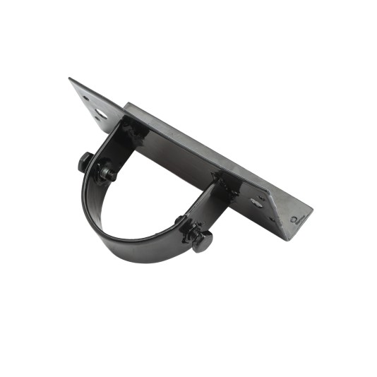 Chain Link 2 1/2" [2 3/8" OD] x 6" Wooden Fence to Post Line Adapter (Powder Coated Black HDG Galvanized Pressed Steel) (Adapter)