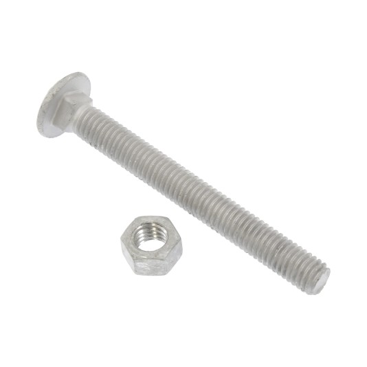 Chain Link 3/8" x 3 1/2" Carriage Nut & Bolt  (Hot Dip Galvanized Steel)