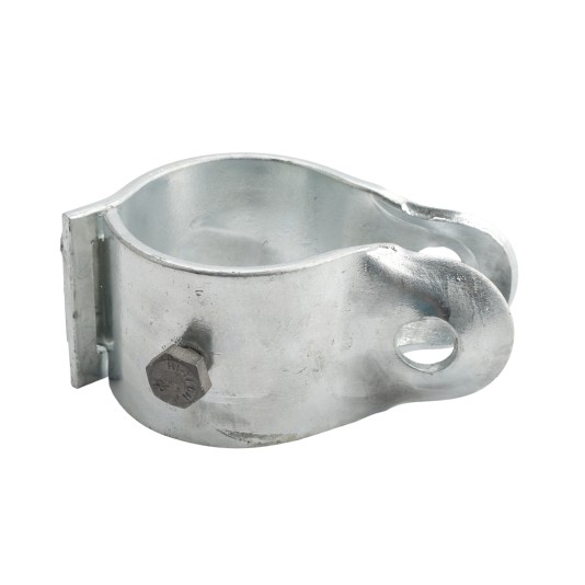 3 1/2" (3 1/2" OD) Industrial Round Post Collar Hinge - Hook & Eye Interlocking Style Gate Hinge (Set Screw) HDG Pressed Steel - CHHE-312
