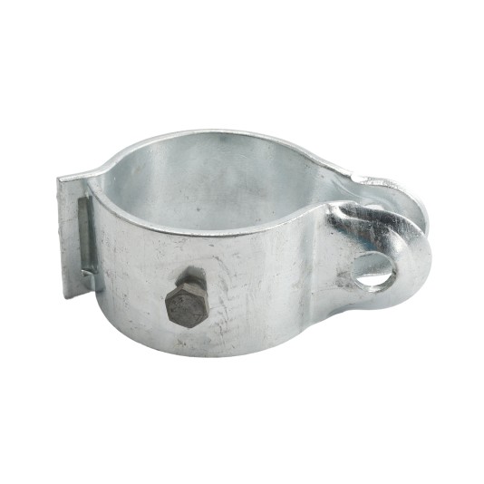 4 1/2" (4 1/2" OD) Industrial Round Post Collar Hinge - Hook & Eye Interlocking Style Gate Hinge (Set Screw) HDG Pressed Steel - CHHE-412