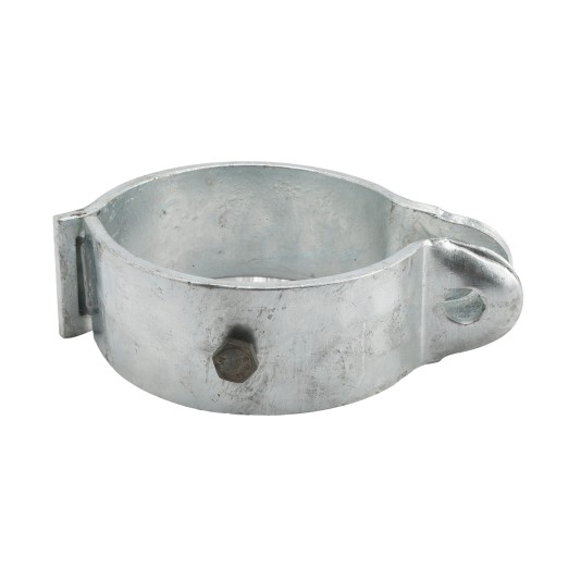 6 5/8" (6 5/8" OD) Industrial Round Post Collar Hinge - Hook & Eye Interlocking Style Gate Hinge (Set Screw) HDG Pressed Steel - CHHE-658