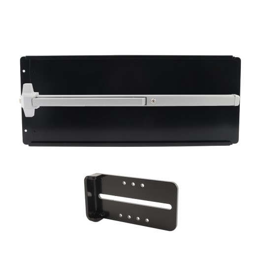 Chain Link Fence Gate DAC 42" Black Standard Panic Exit Bar Kit with Mounting Plate (Galvanized Steel)