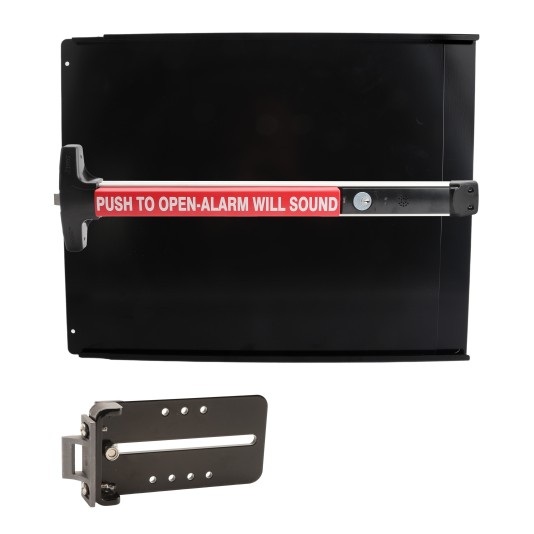 Chain Link Fence Gate DAC 36" Black Detex Standard Alarmed Exit Bar Kit with Adjustable Mounting Plate (Anodized Aluminum) (Exit Bar)
