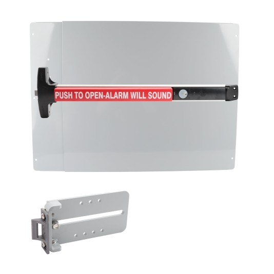 Chain Link Fence Gate DAC 36" Detex Standard Alarmed Exit Bar Kit with Adjustable Mounting Plate (Anodized Aluminum) (Exit Bar)