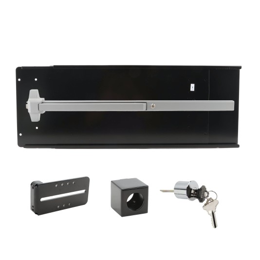 Chain Link Fence Gate DAC 42" Black Deluxe Panic Exit Bar Kit with Lockbox & Mounting Plate (Aluminum) (Panic Bars)
