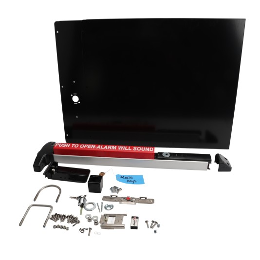 Chain Link Fence Gate DAC 36" Black Detex Superior Alarmed Exit Bar Kit with Adjustable Mounting Plate & Lock Box (Anodized Aluminum) (Exit Bar)