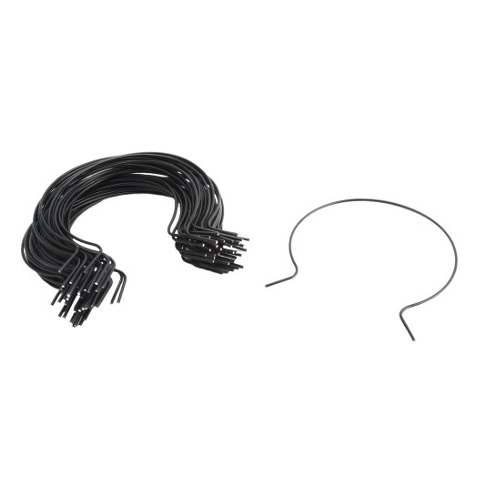 EZ Twist 6 5/8 inch x 9 Gauge Preformed Galvanized Steel Tie Wire 9 Gauge Fence Ties - 50 Pack Black Vinyl Coated