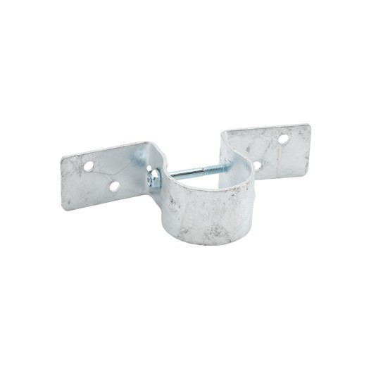 Wood to Steel Pipe Grip Tie 2" (1 7/8" OD) Round Post to Wood Fence Bracket - Galvanized