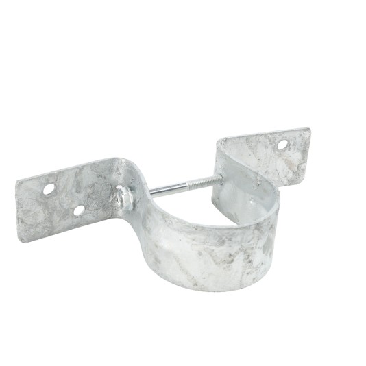 Wood to Steel Pipe Grip Tie 2 3/8" Round Post to Wood Fence Bracket - Galvanized