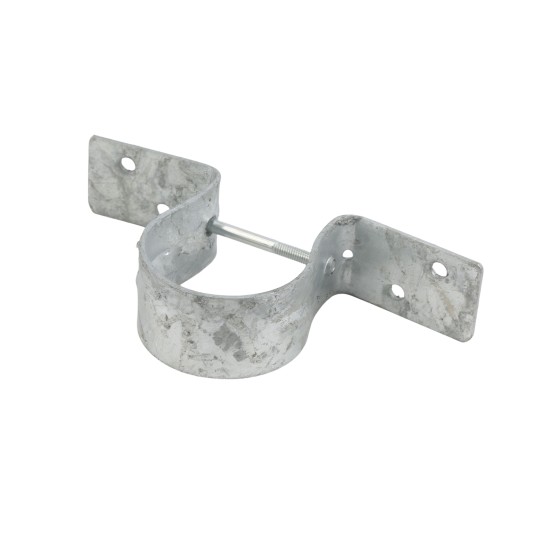 Wood to Steel Pipe Grip Tie 3" Round Post to Wood Fence Bracket - Galvanized