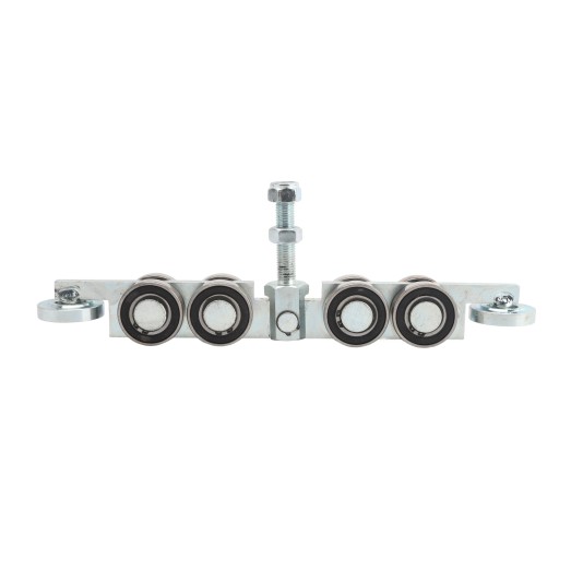 Chain Link 8-Wheel Titan Truck Assembly Includes 2" [1 7/8" OD] Guide Wheels and 2" Standard Bearings (Galvanized Steel)