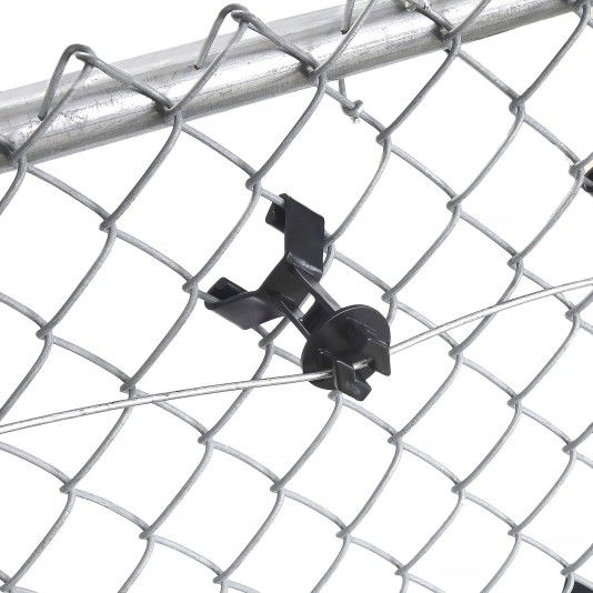 Electric Fence Insulator 25 Pack For Chain Link Fence Fabric or 1 3/4" to 2 1/8" Width U-Posts - Black (Installation Shown)